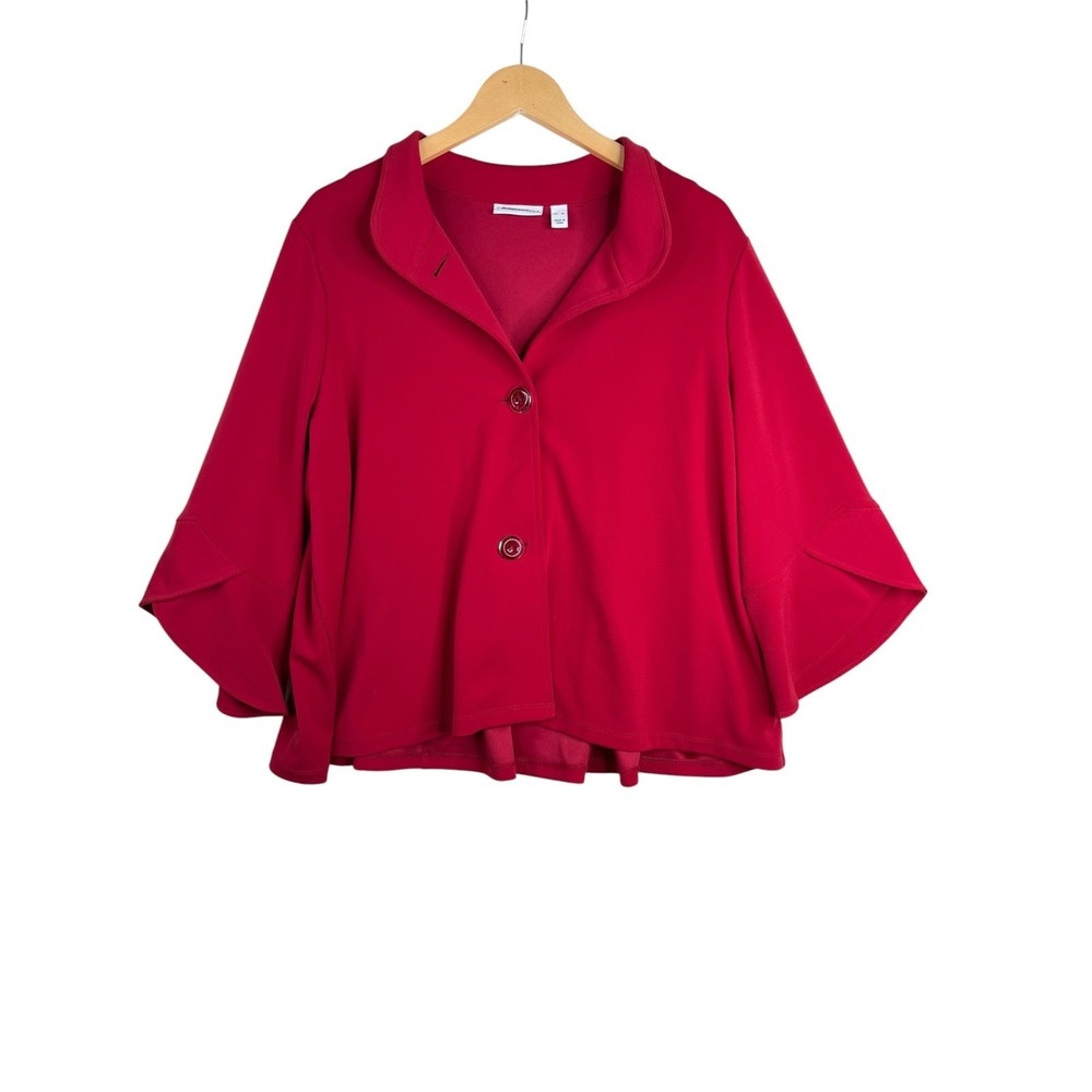 Susan‎ Graver LK Fusion Button Front 3/4 Sleeve Jacket size XL Red